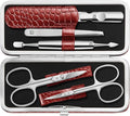 ZWILLING Beauty Classic INOX 5-Piece Manicure Set Pedicure Kit, Stainless Steel Nail Care, Cowhide, Crocodile Edition, Red