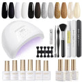 GAOY Gel Nail Polish Kit with UV Light Fast Curing LED Nail Lamp and 6 Gel Polish Colors of Black White Glitter Including Manicure Tools Top/Matte/Base Coat Nail Art Gel Nail Kit