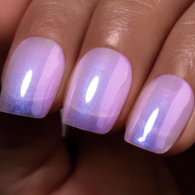 Pearl Gel Nail Polish, Purple Transparent Shimmer Shell Nail Gel Polish Glitter Mermaid Iridescent Pearlescent Sparkle Spring Summer Soak Off Led UV Manicure 15ML