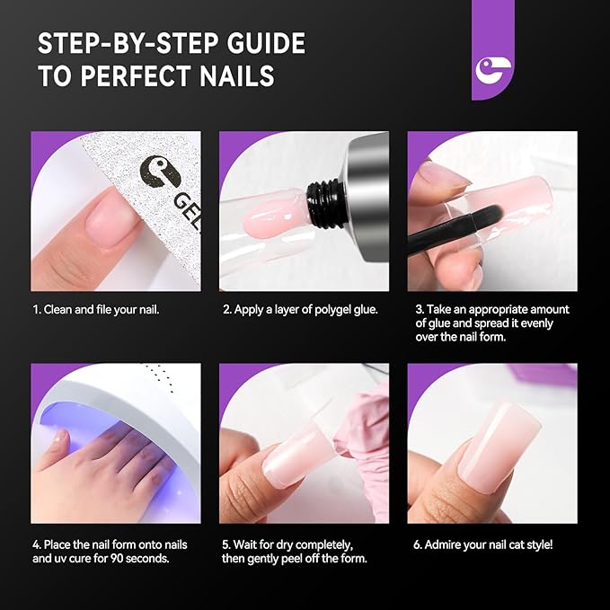 Gelike EC Duck Dual Forms for Extension: 120 Pcs Color Nail Form, 12 Size Nail Forms For Builder, Half Matte Gel Forms For Manicure Art Design Salon Diy