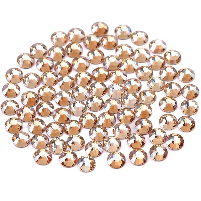 Novani Crystal Rhinestones, Flatback Loose Gemstones 1440pcs Glass Rhinestones for Clothes Shoes Crafts Makeup Nail Art and DIY Decorations(SS10, Golden Shadow)