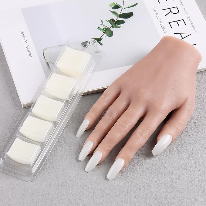 Silicone Practice Hand for Acrylic Nails, Soft Flexible Fake Hand Practice Nail Acrylic Technician Fake Nail Mannequin Hand with 100PCS False Nail Tips, Nail Art Beginner Kit Training Tools