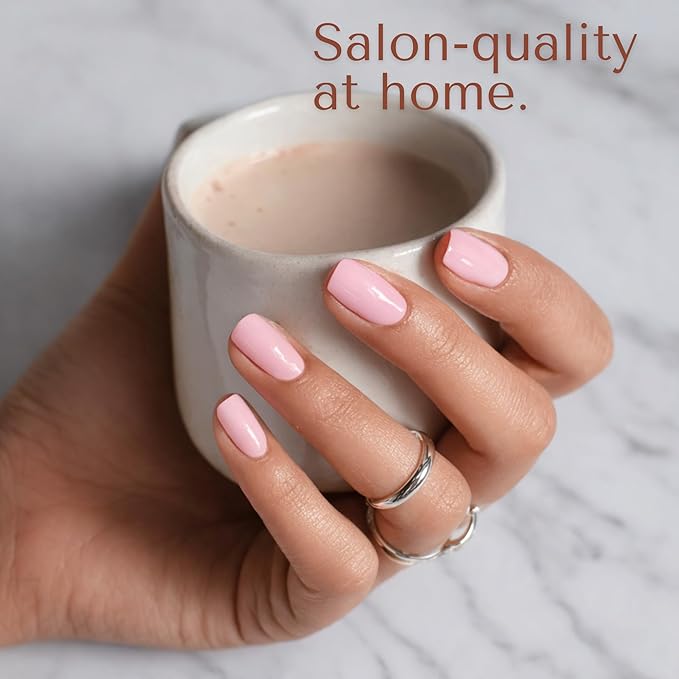 Ami Amour- Gel Nail Strips Cured Polish Color That Pops (Last 14+ Days) | Semi Cured Nail Sticker Wraps For Quick Easy Application (Blushing Bunny)
