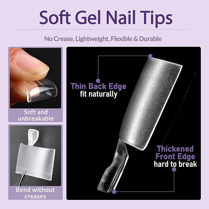 AddFavor 240pcs Toe Nail Tips Clear Soft Gel Toenail Tips Half Cover Square Acrylic Toe Tips Press on Nails Clear Artificial False Fake Toe Nails Tips for Salon and Home Foot Pedicure Manicure