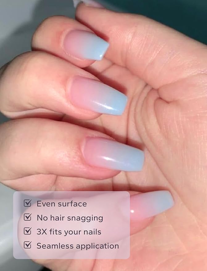 Nail Polish Strips – 32PCS UV Free Salon Quality Wraps, Long Lasting Gel Nail Stickers for Women (Ocean Sunrise Blue)