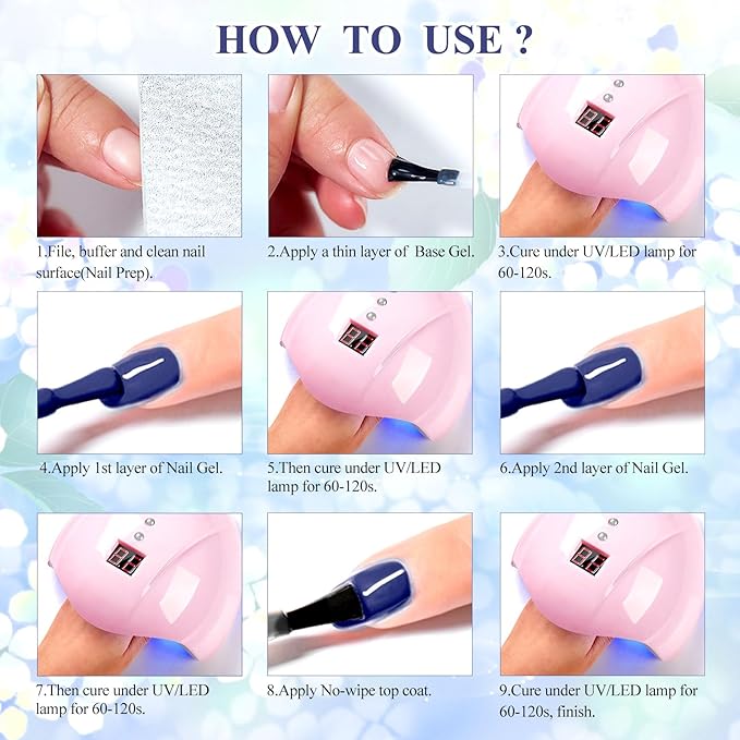 MTSSII Gel Nail Polish Set, 12PCS Violet Blue Gel Nail Polish Kit, Soak Off UV/LED Nail Polish Nail Art Design Salon Home Gifts for Women