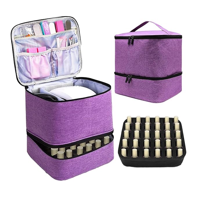 Double Layer Nail Polish Organizer Bag, Gel Nail Polish Organizers and Storage Box for Nail Varnish
