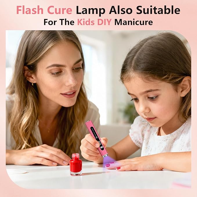 Handheld UV Light for Gel Nails, 3 in 1 Cordless UV Nail Lamp, Cat Eye Magnet & Nail Stamp Nail Light, Rechargeable Nail Dryer, LED Display Flash Cure Lamp, Women Red