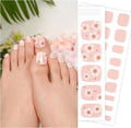 DANNI & TONI Semi Cured Gel Toenail Strips (Flowers) Nude Gel Toenail Stickers Petals Glazed Pedi 37 Stickers