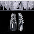 3D Diamond Shaped Polygel Nail, Extension Clear Full Cover False Nail Tips, Hybrid Gel Acrylic Nail, Diamond Fake Nails, 14 Sizes Building Artificial Press on Nail (style 11, 120pcs)