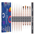 9Pcs Nail Art Brushes Set, Professional Double-Ended Acrylic Liner Detail Brushes for Gel Polish Art Nail, 3D Art Nail Dotting Brush Pen for Manicure DIY Home Salon, Black