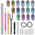 DANNEASY 55pcs Cat Eye Magnet for Nails, Cat Eye Gel Nail Polish Magnet Kit, Strong Magnetic Nail Polish Tools, Cat Eye Nail Art Magnet for Salon & Home DIY Nail Accessories