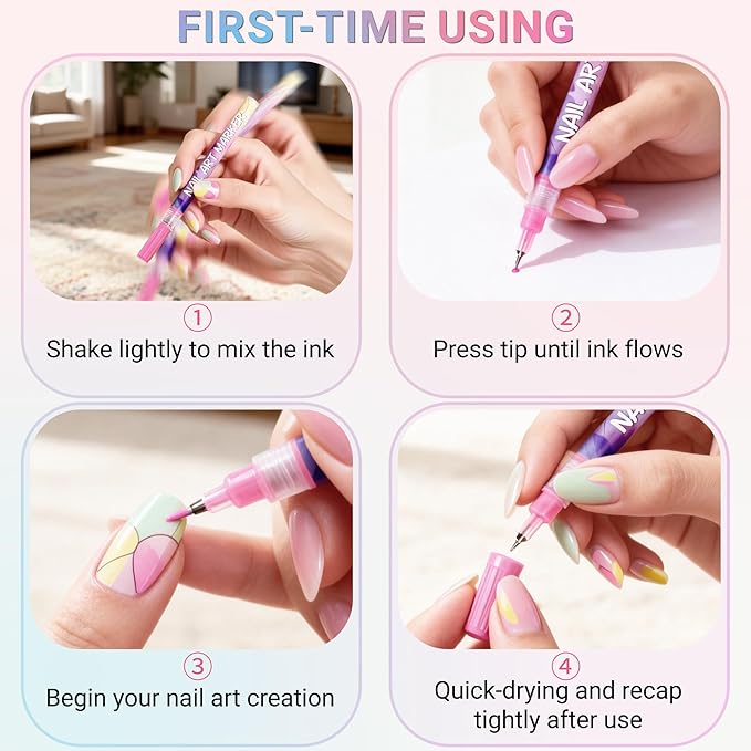 12 Colors Nail Art Pens Set, 2026 Upgrade Nail Art Markers with Portable Case, DIY Quick Dry Graffiti Pens, 3D Nail Polish Pens for Painting, Gel Nails Art Drawing Tool