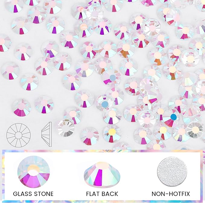Novani Rhinestones 3000Pcs Flatback Crystal Round Loose Gemstones Glass Rhinestones for Crafts Makeup Nail Art Clothes Shoes DIY Decorations(SS10, 2.7-2.9mm,Transparent)