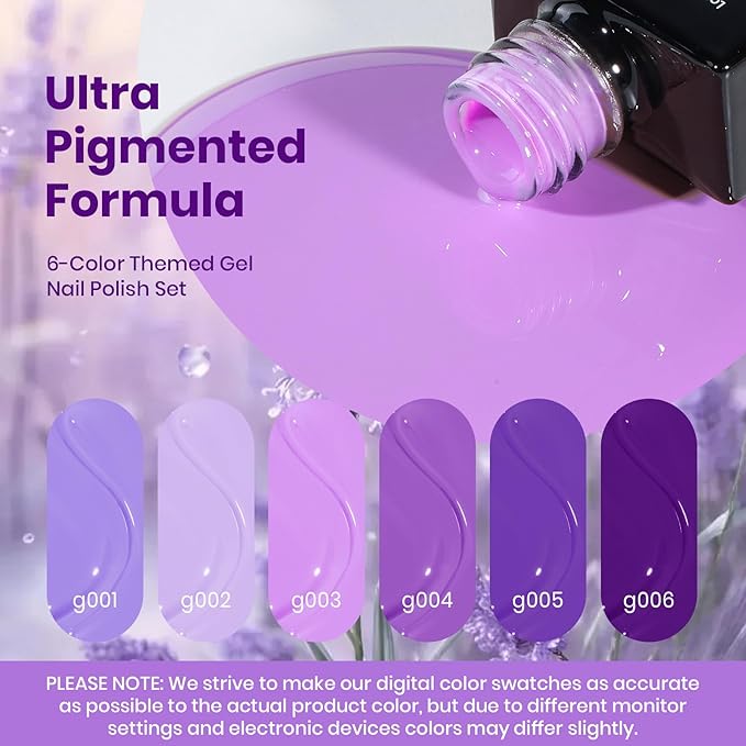 beetles Purple Gel Polish Set - Violet Letter Collecion, Light and Dark Purple Polish Set Spring Colors, Lavender Mauve Soak Off LED Nail Gel Manicure Kit for DIY at Home Salon