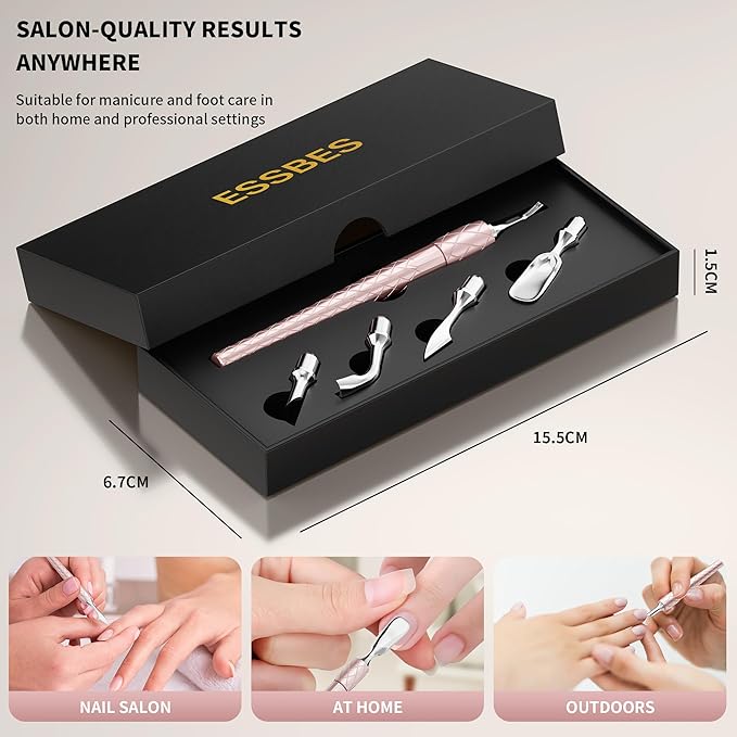 5 in 1 Cuticle Pusher Set with Aluminum Handle Precision Nail Cleaner Remover Tool for Manicure & Pedicure