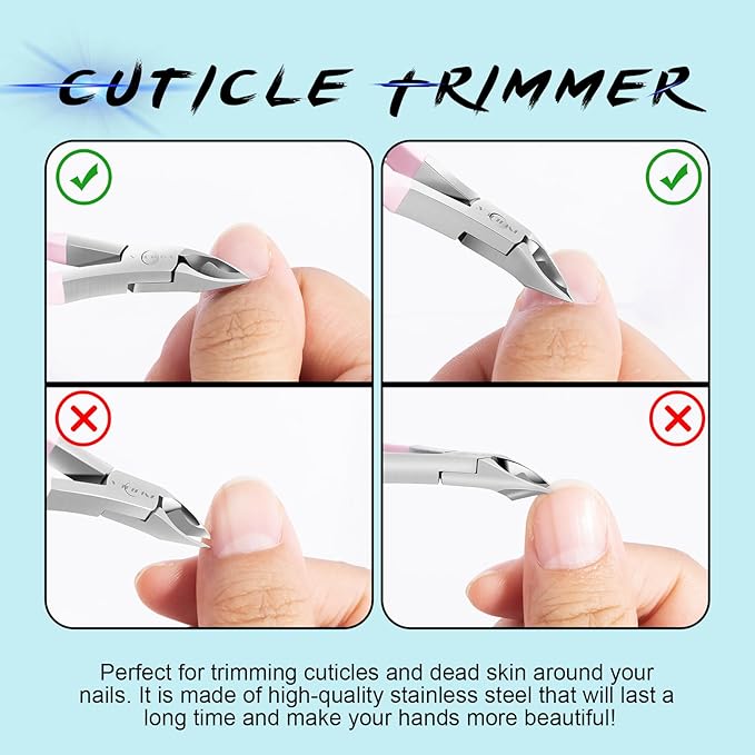 NXJ INFILILA Cuticle Trimmer, Cuticle Clippers for Women Stainless Steel Cuticle Cutter Extremely Sharp Full Jaw Cuticle Nippers Gift for Professional Nail Salon and Home Use