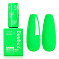 Beetles Neon Green Gel Nail Polish – Hema Free UV LED Soak Off Green Gel Polish Long-Lasting Colorful Bottle St Patricks Day Nails Art Manicure Salon DIY