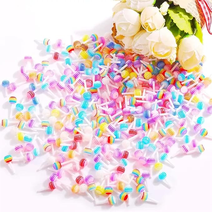 Nail Art 3D Charms Lollipop Kawaii Mini Candy Nail DIY Crafting Cartoon Accessories Manicure Mix Colors 100 PCS