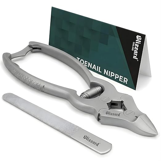 Toenail Clippers by Blizzard – Medical Grade Double Action Toe Nail Nipper Cutter for Thick Nails Seniors – 6 inch German Tool Barrel Spring