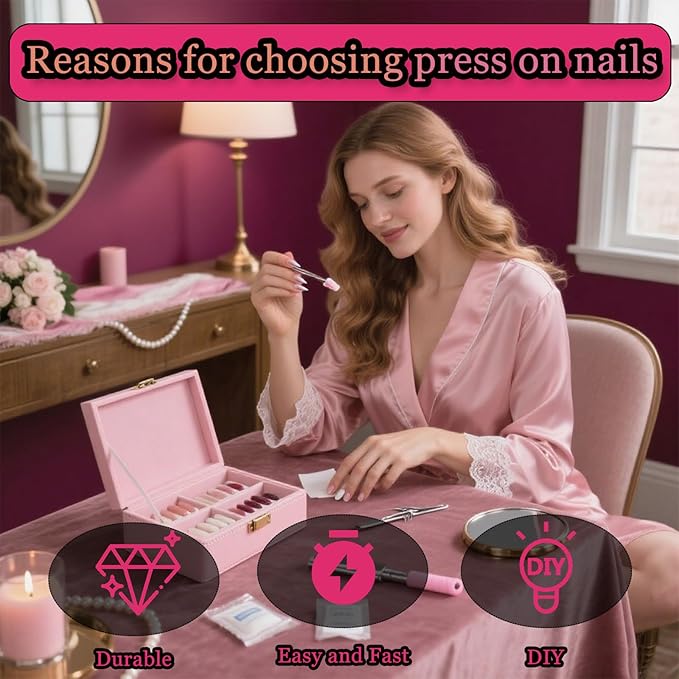 24pcs Gradient Nude Long Almond Press On Nails, Reusable Nail Kit with Nail Adhesive Tabs Mini Nail File, 12 Sizes (Gradient Nude)