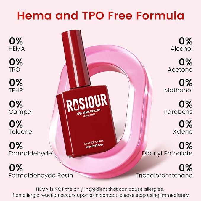 6PCS 18ml Red Gel Nail Polish Set- Hema Free Wine Dark Glitter Red Soak off Gel Polish Set with Swatch Board - One Color One Bottle Gel Colors Nail Art Manicure Salon DIY at Home for Women Girl