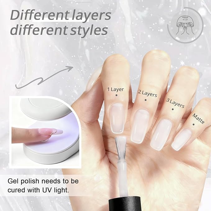 JODSONE 16.5ml Jelly White Gel Nail Polish Crystal Gloss and Long-lasting Makeup Nail Art Design Female DIY Household