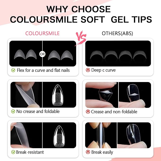 Short Almond Full Cover Nail Tips - 216pcs Pre-Shaped Gel Gelly Tips, 12 Sizes for Acrylic Nail Extension, Home DIY & Nail Salon