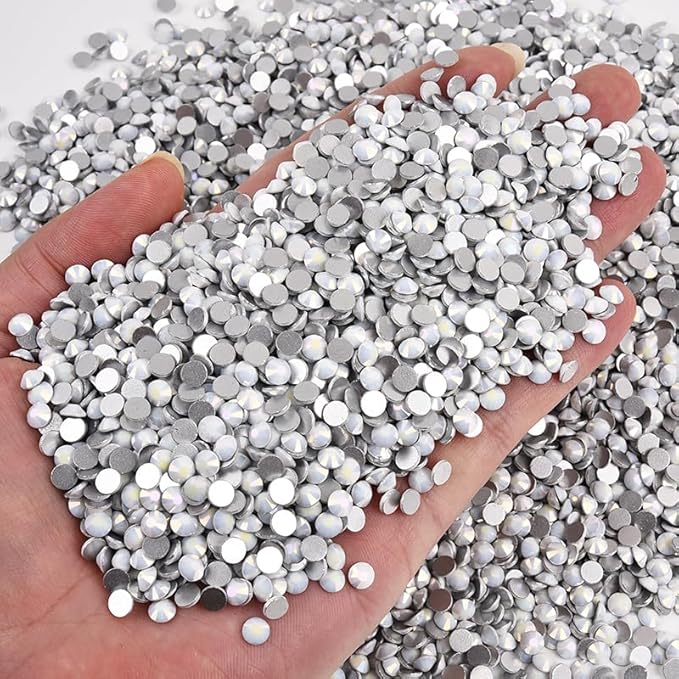 Blinginbox 1440 Pieces SS20/4.6-4.8mm Flat Back Crystal Rhinestones Round Gems for Nail Art,Starlight White