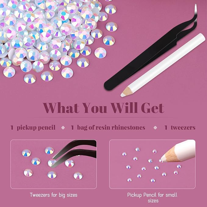 4000PCS 5mm Resin Jelly Rhinestones in Bulk (White AB), Bedazzling Flatback Crystals Rhinestones for Crafting DIY Nail Decoration, Gems Diomand Charms for Tumbler Shoes Clothing Fabric