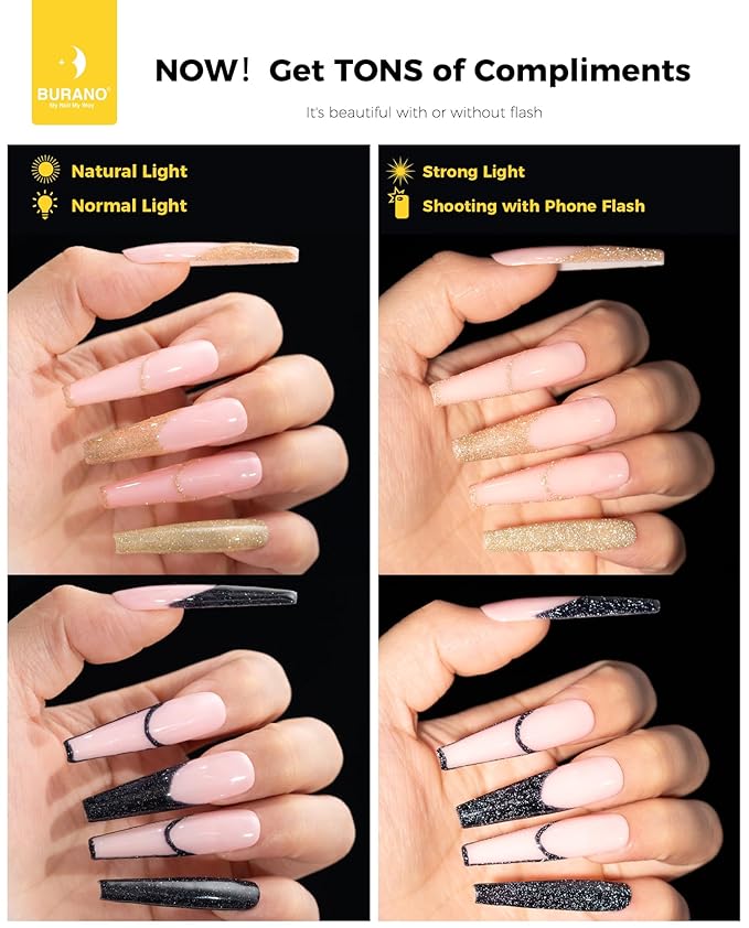 BURANO Gel Nail Polish Liner Nail Art Polish, Silver Gold Painted Gel Nail Design Polish 2 Bottle 8ml, Build in Thin Nail Brush Curing Required LX17 LX22