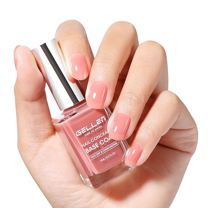 GELLEN Illuminating Nail Concealer Base Coat Nail Polish, Dusty Rose Calcium-Formula Regular Nail Polish Strengthens Nails, Quick Air Dry, Long Lasting, HEMA Free, TPO Free, Non-toxic
