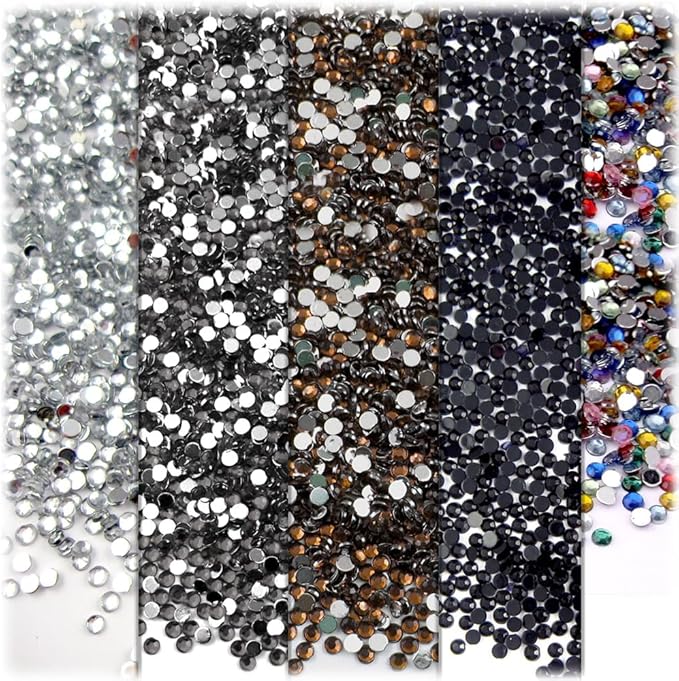 The Crafts Outlet 5,000pc Rhinestones Round 2mm Tiny for Nails - Jewel Tone Assortment