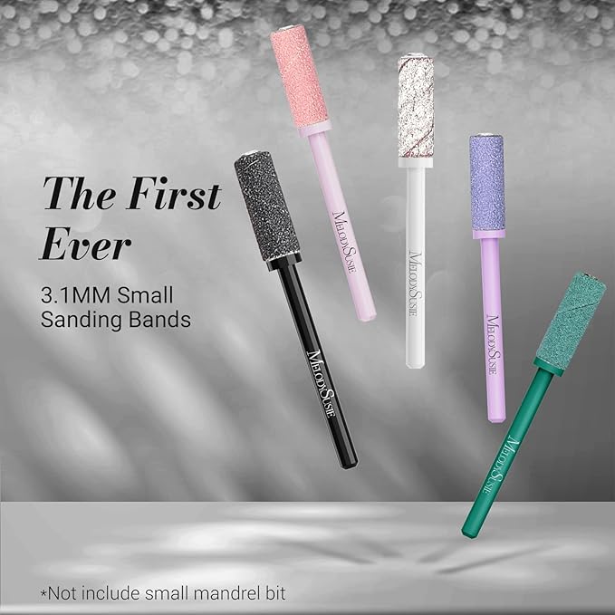 MelodySusie 120 Pcs Nail Drill Bits Small Sanding Bands for 3.1mm Mandrel Bit, 120 Medium Grit Nail File for Acrylic Nails Gel Manicures and Pedicure, Black (Only Sanding Bands)