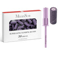 MelodySusie 50 Pcs Nail Drill Bits Super Long Sanding Bands with 6.65mm Crystal Mandrel Bit, 180 Fine Grit Nail File for Acrylic Nails Gel Manicures and Pedicure, Purple