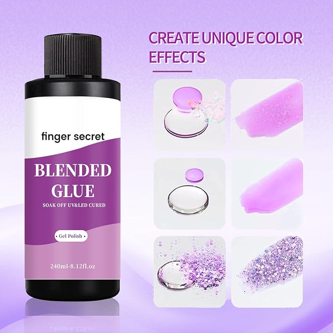 Blending Glue,Clear Gel Nail Polish Thinner Glue for Blending Ombre Gel Nail Polish Color Mixing Gradient Glitter Sequins,240ml/8floz for Nail Art Painting DIY Nail Blend Glue