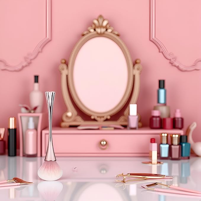 Rose Gold Nail Art Dust Powder Remover Brush, Nail Art Dust Cleaner Brush, Soft Cleaner Brush for Makeup, Nail Dust Brush for Acrylic Nails Manicure Brush for Women Birthday Gifts Hand Rests Tools