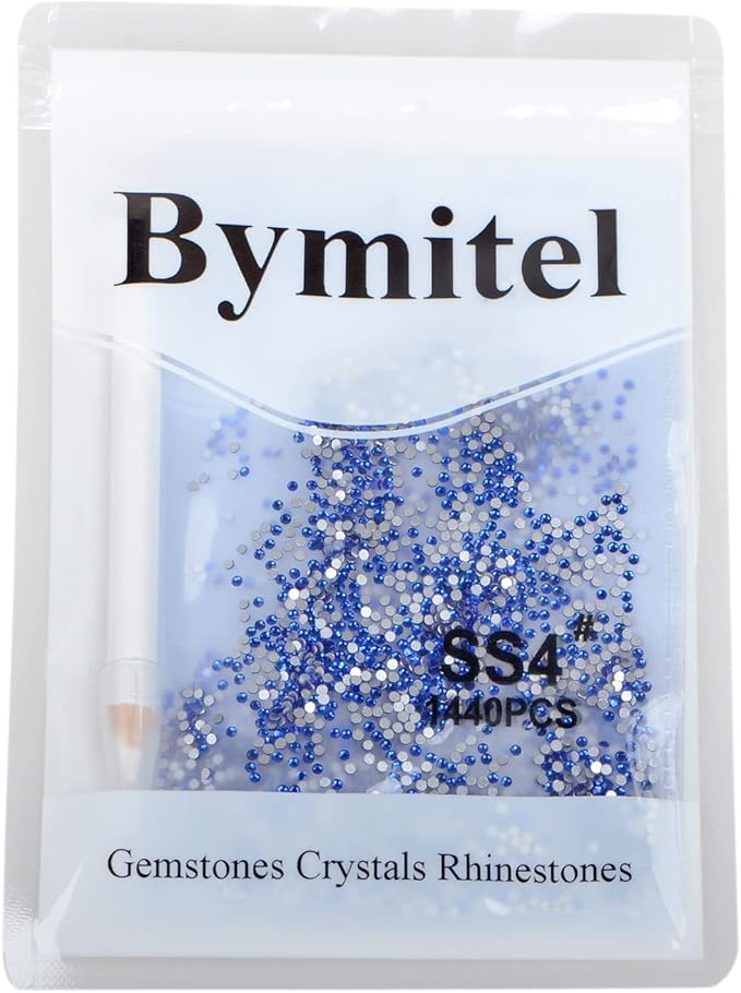 2880PCS Art Nail Rhinestones Non Hotfix Glue Fix Round Crystals Glass Flatback for DIY Jewelry Making with one Picking Pen (ss4 2880pcs, Sapphire)