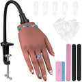 Practice Hand for Acrylic Nails，Nail Practice Hand with Stand Bracket, Flexible Bendable Silicone Nail Practice Fake Hand, Nail Training Mannequin Hand for Acrylic Nails for Beginners, Nail Tech