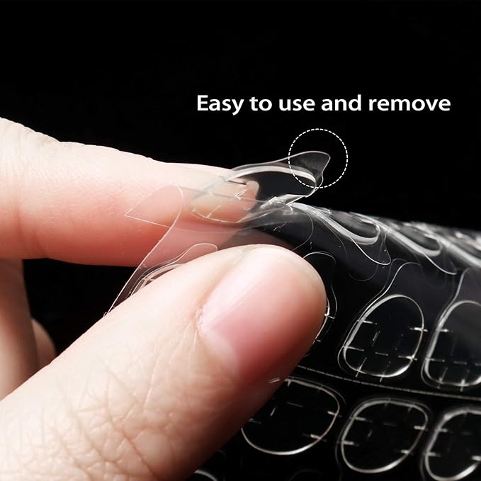 Allstarry 360pcs (15 Sheets) Adhesive Tabs Waterproof Breathable Glue Tabs Fake Nail Glue Stickers Double-Sided Nail Jelly Sticker Super Sticky Transparent Flexible for Manicure
