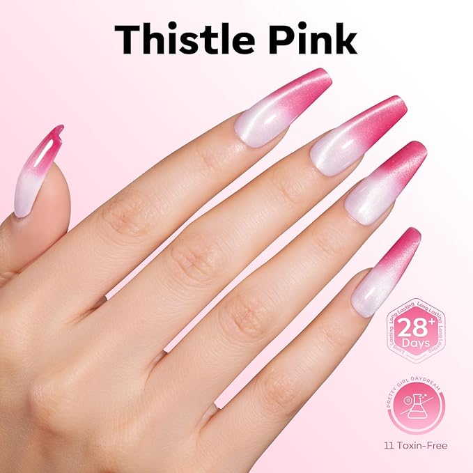 modelones Pink Gel Polish Cat Eye Nail Polish Hot Pink Gel Nail Polish Color Changing Mood Temperature Change Gel Soak Off Nail Art 15ML