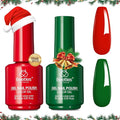 Beetles Green Red Gel Polish Set - Red Green Gel Polish Classic Spring Colors Soak off UV Led Lamp Needed Manicure Salon DIY Home Gifts for Women Girls Prelude of Celebration