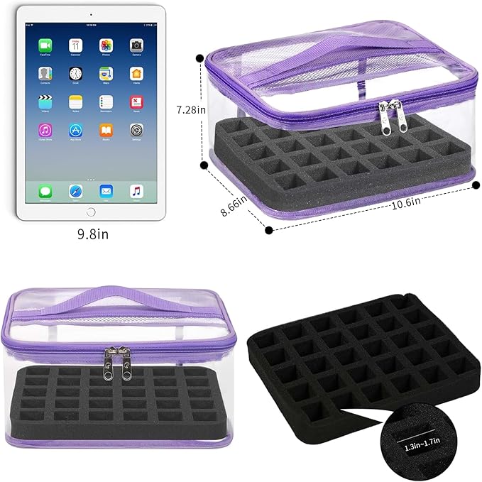 Beloving Nail Polish Organizer Bag Holds 30 Bottles (15ml/0.5 fl.oz) Portable Supplies Organizer Handbag for Manicure Tools, Portable Nail Supplies Kit Organizer Carrying Case (Purple)