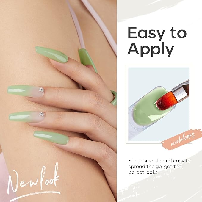 Modelones 6 Colors Poly Nail Gel Set Poly Nail Extension Gel Colors Tubes Kit Glitter Nude Coral Green Light Blue All Seasons Manicure Salon at Home