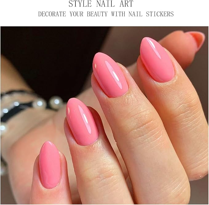 JMEOWIO Gel Nail Stickers Orange Pink Semi Cured Gel Nail Strips Wraps UV/LED Nails Art Design Decoration Accessories