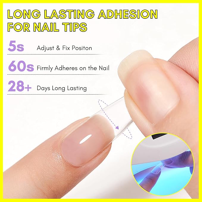 Makartt Gel Nail Glue: 3 in 1 Nail Glue for Acrylic Nails Extension Super Strong Adhesive Long Lasting Brush on Glues for Tips, Base Coat & Slip Solution, & Stick Rhinestone, Curing Needed, 15ml