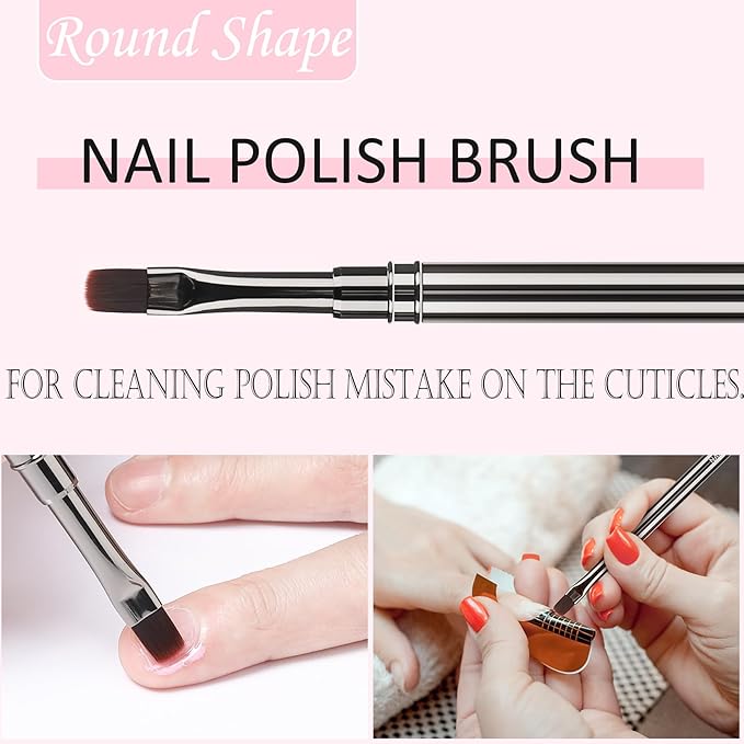 JASSINS Nail Art Clean Up Brushes, 3 Pcs Flat/Oval/Fine Angled Gel Nail Brushes,For Nail Art Design Painting DIY and Cleaning Polish Mistake on the Cuticles (Copper)