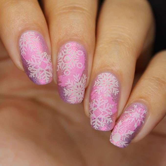 Whats Up Nails - A022 Back to Flurality Stamping Plate for Christmas Nail Art Design