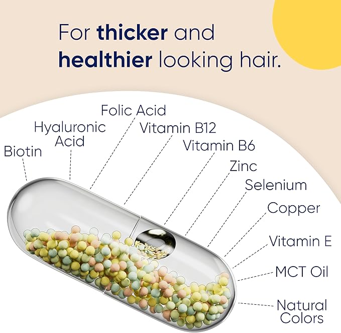 Moerie Hair Growth Supplement for Women & Men - Hair Skin and Nails Vitamins With Biotin, Q10 & Minerals - For Thicker, Fuller Hair & Hair Loss Treatment - Advanced Beadlet Delivery System - 120 Pills