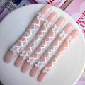 Xxl Press on Nails Extra Long Square Handmade Press-on Nails with Design Pink Press Ons 10pcs M Size Pattern 1103